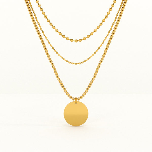 Round Belle Three Layer Necklace