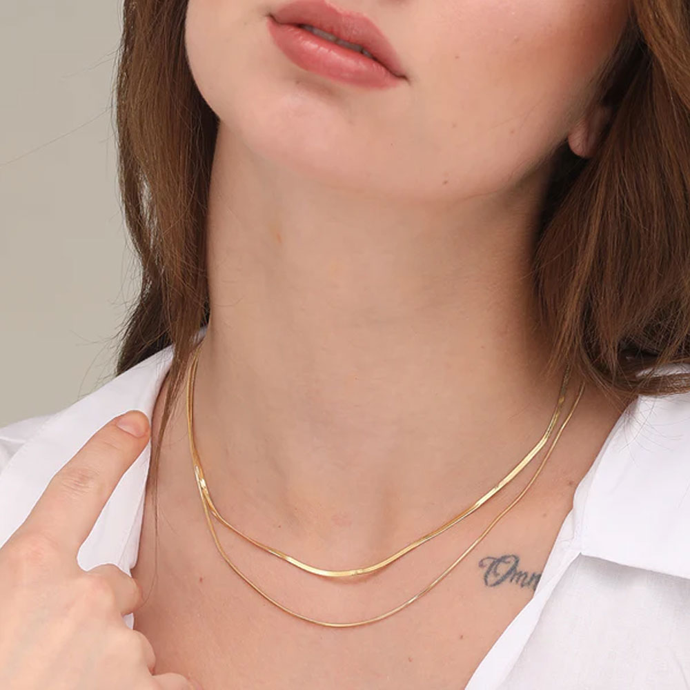 Buy Plain Chain Two Layer Necklace Gold Plating – PALMONAS