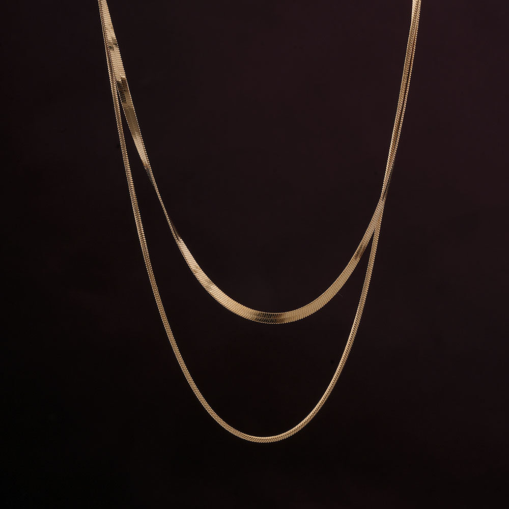 Buy Plain Chain Two Layer Necklace Gold Plating – PALMONAS