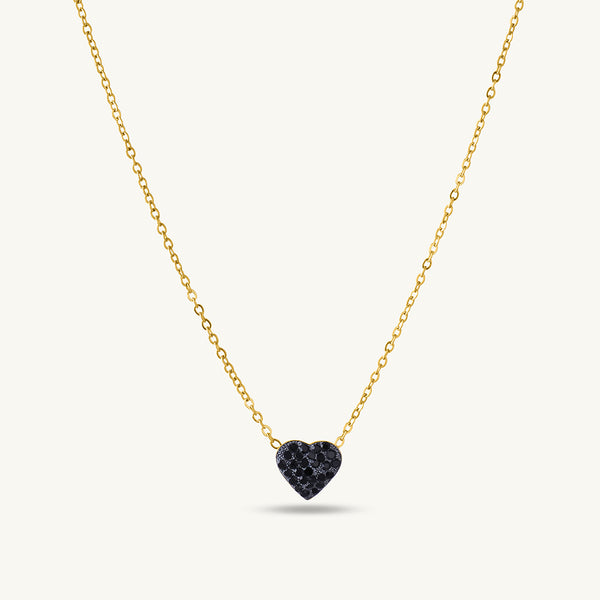 Medium Black Heart Necklace