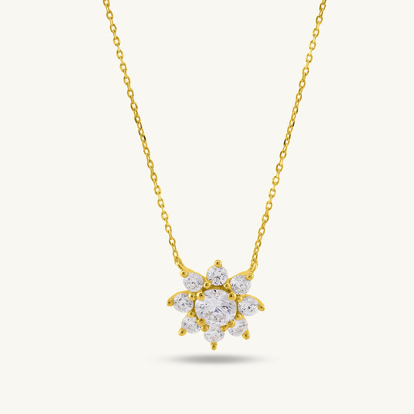 Flower Solitaire Necklace- 18K Gold Vermeil