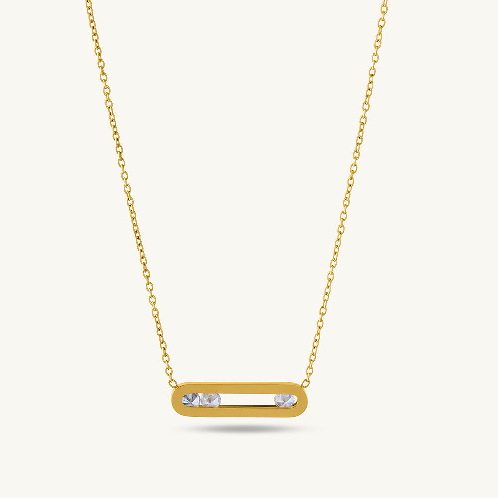 Stones Bar Necklace & Bar Charm Bracelet Combo Set - view 3