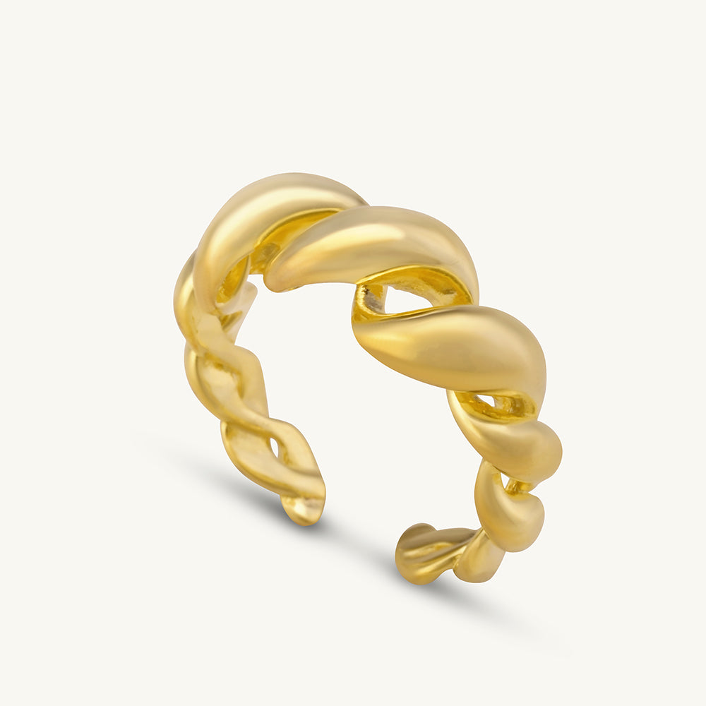 Croissant Love Ring styled with Ridge Padlock Necklace- 18k Gold Vermeil