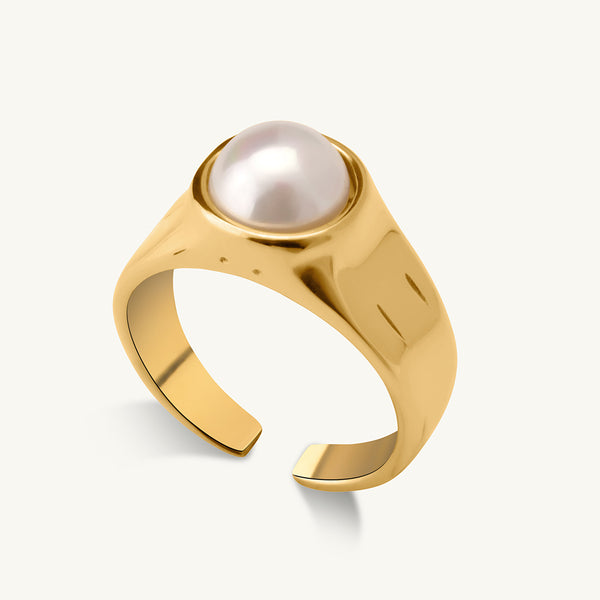 Bold Pearl Adjustable Ring - Image 1