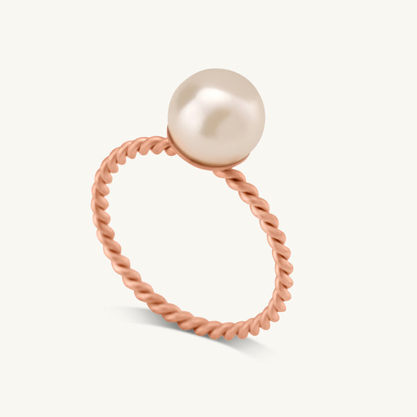 Dainty Pearl Ring- 18k Rose Gold Plated - view 2
