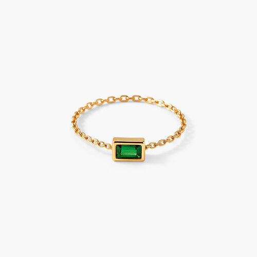 Dainty Green Emerald Adjustable Chain Ring