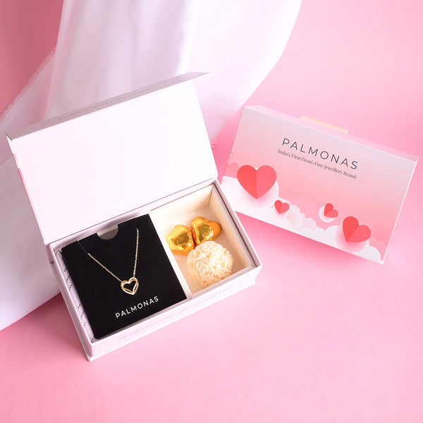 Dizzle Heart Gold Necklace Love Gift set