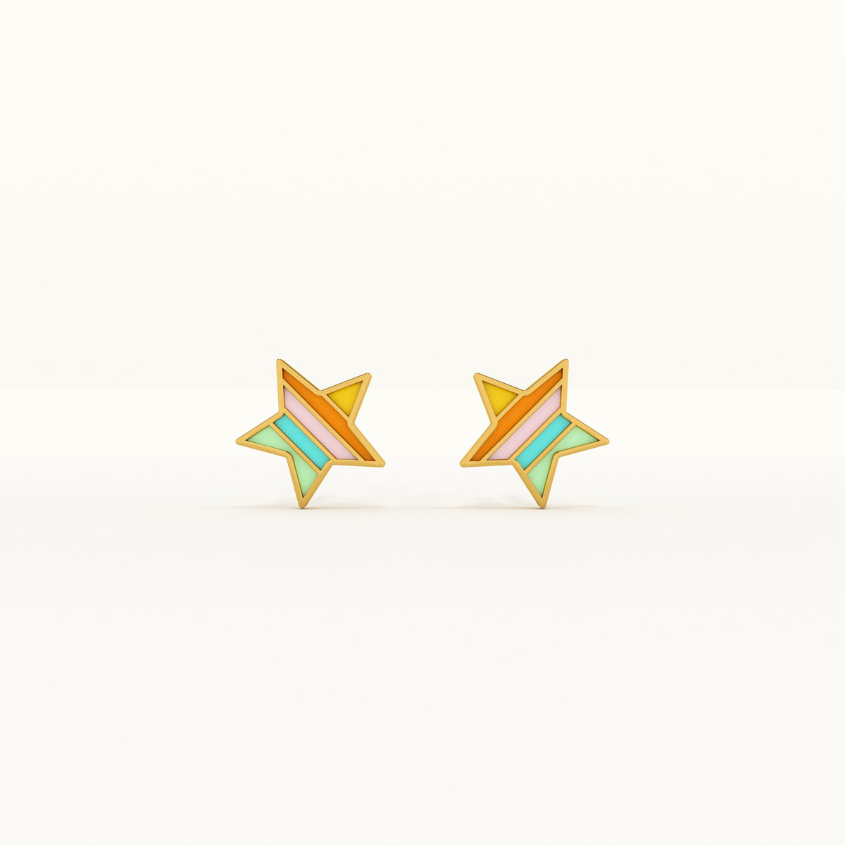 Rainbow Star 925 Silver Studs