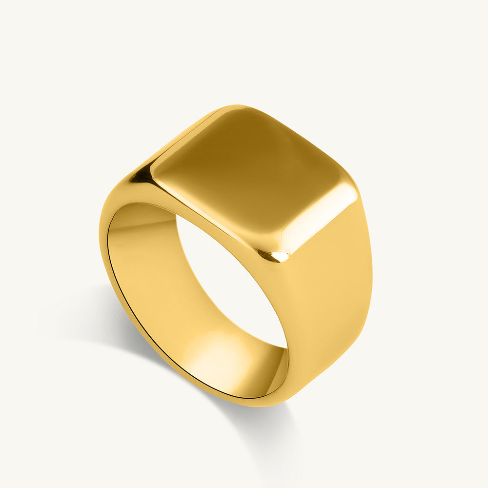 Buy Classic Square Demi-Fine Gold Plated Ring For Men Online – PALMONAS