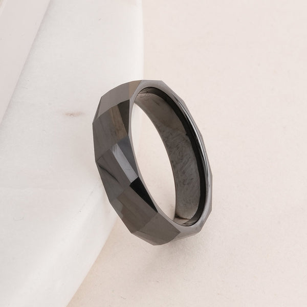 Slanted Black Band Ring