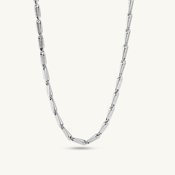 Ribbed Link 925 Silver Chain