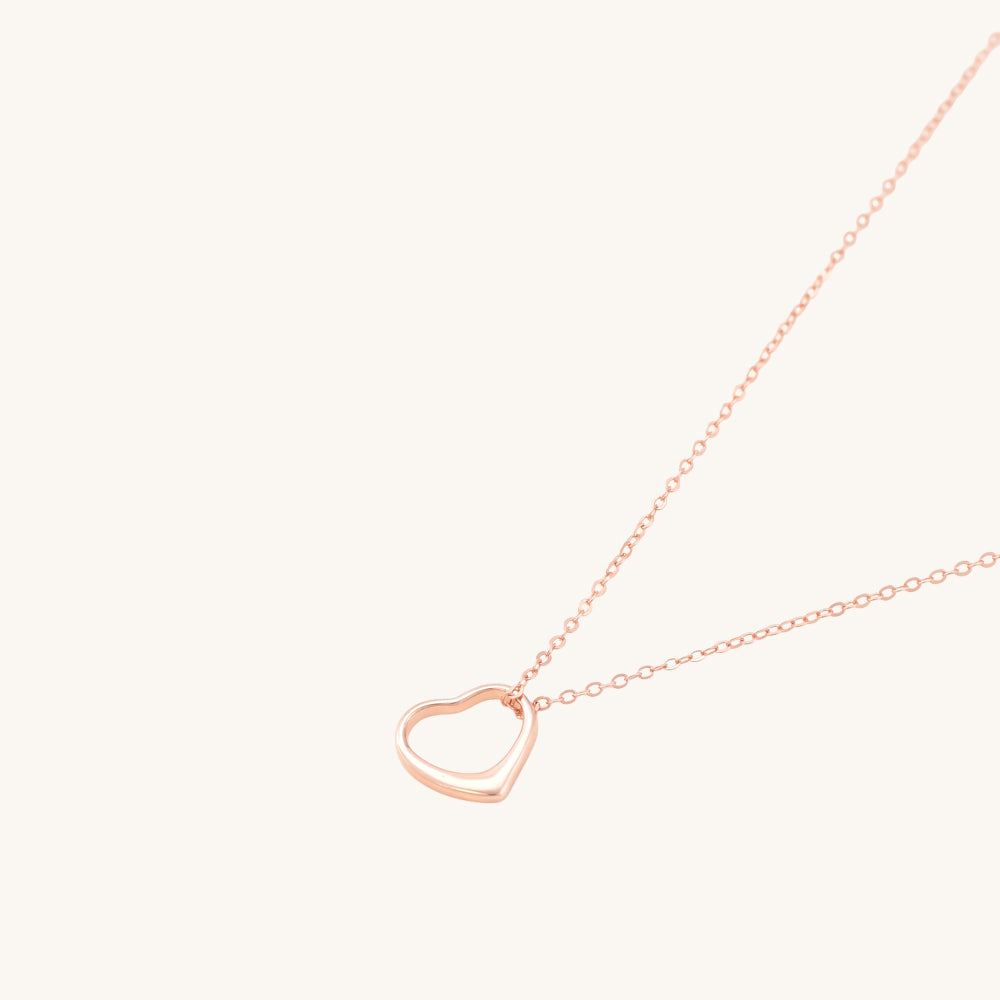 Thin Heart Necklce- 18k Rose Gold Vermeil - view 3