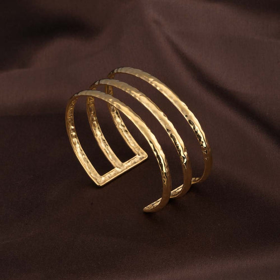 Three Layer Sleek Gold Cuff Bracelet