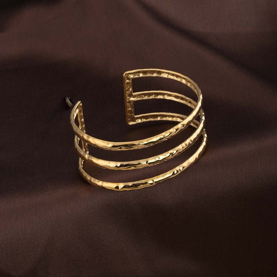 Three Layer Sleek Gold Cuff Bracelet