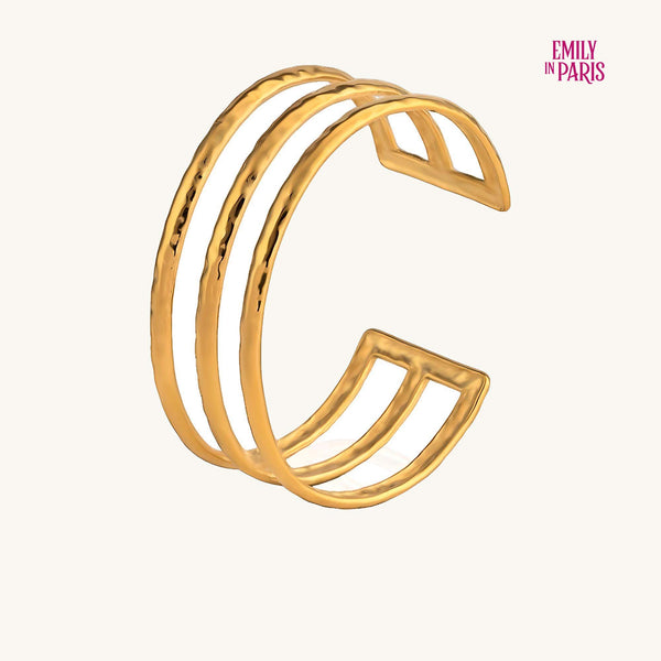 Three Layer Sleek Gold Cuff Bracelet