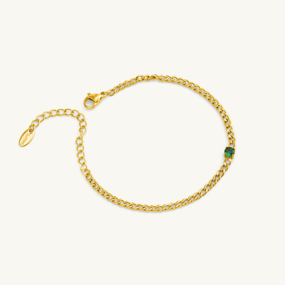Vintage Green Gemstone Chain Bracelet