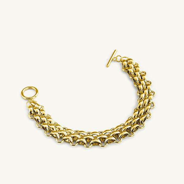 Thick Gold Interlocking Chain Bracelet