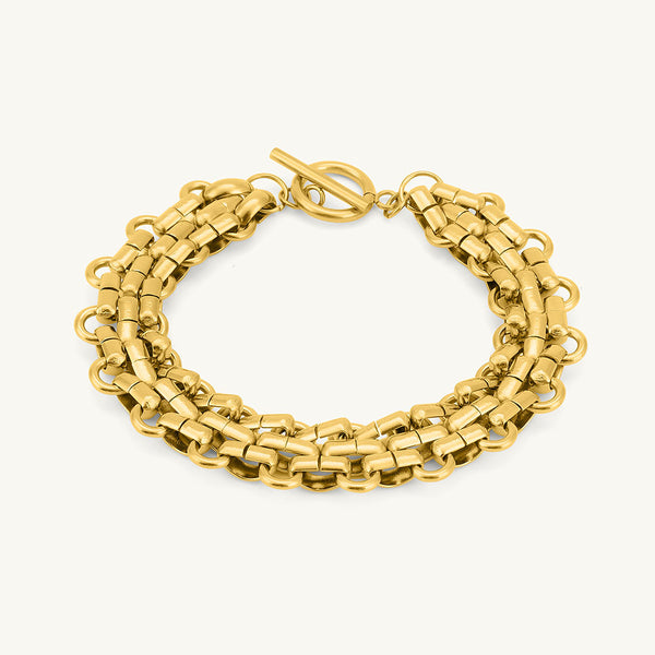 Thick Gold Interlocking Chain Bracelet