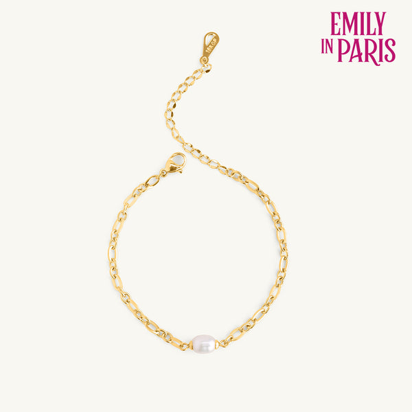 Golden Pearl Centered Chain Bracelet