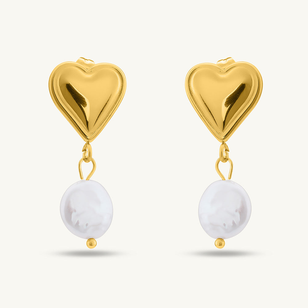 Pearl Heart Drop Earrings