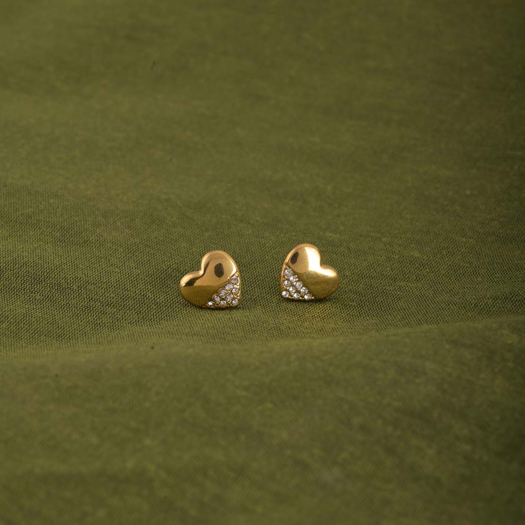 Stone Studded Heart Earrings