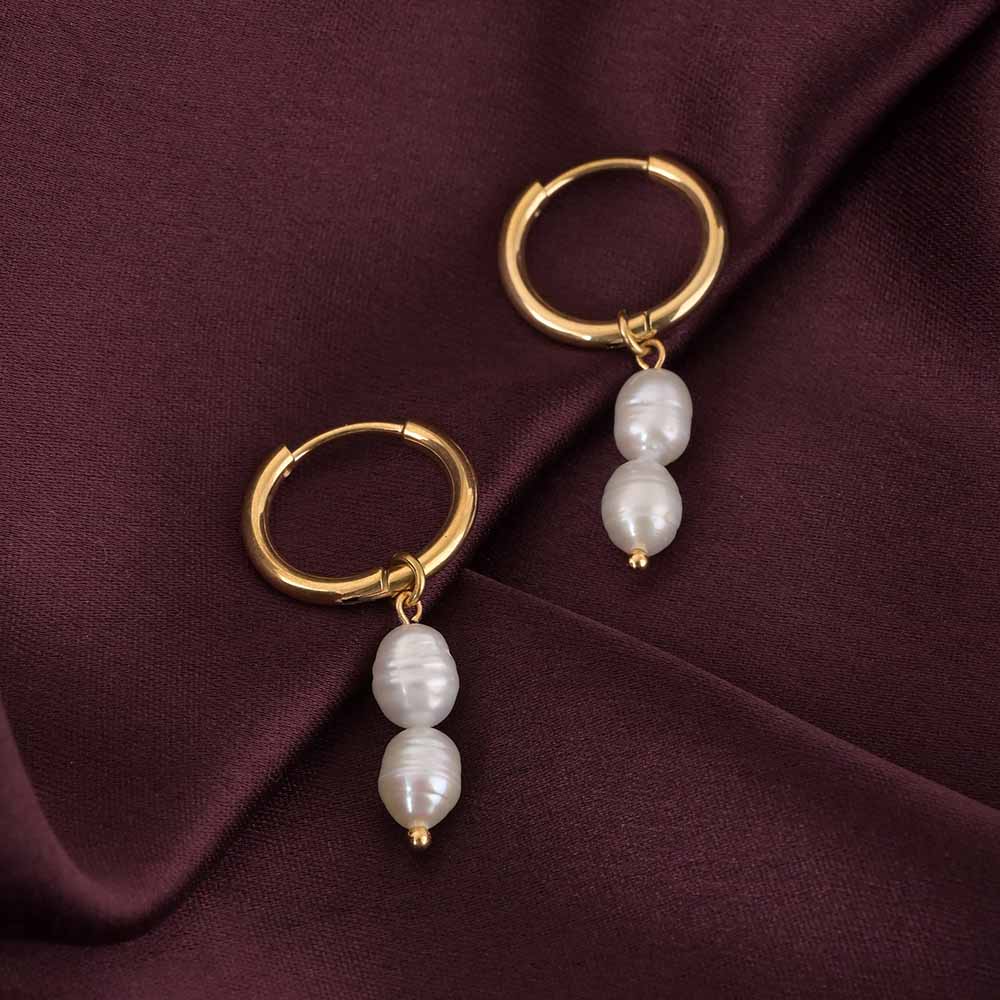Pearl Drop Hoops
