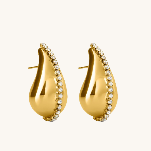 Shinning Teardrop Gold Earrings