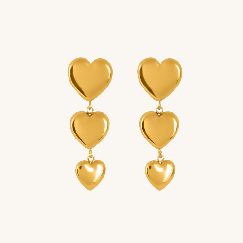 Tri Heart Dangle Earrings