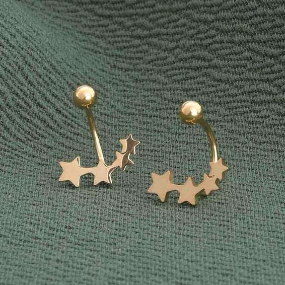 Delicate Gold Star Motif Open Hoop Earrings