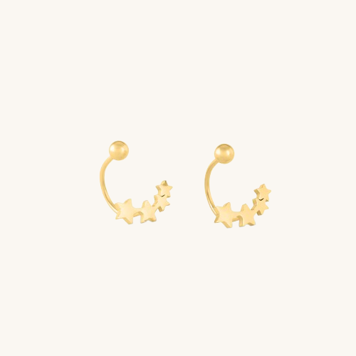 Delicate Gold Star Motif Open Hoop Earrings