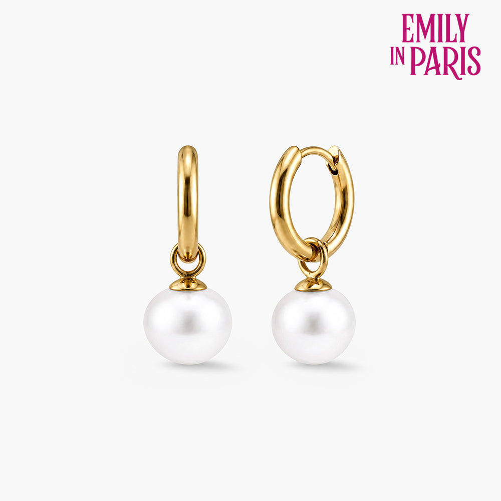 Drop Pearl Hoop Earrings