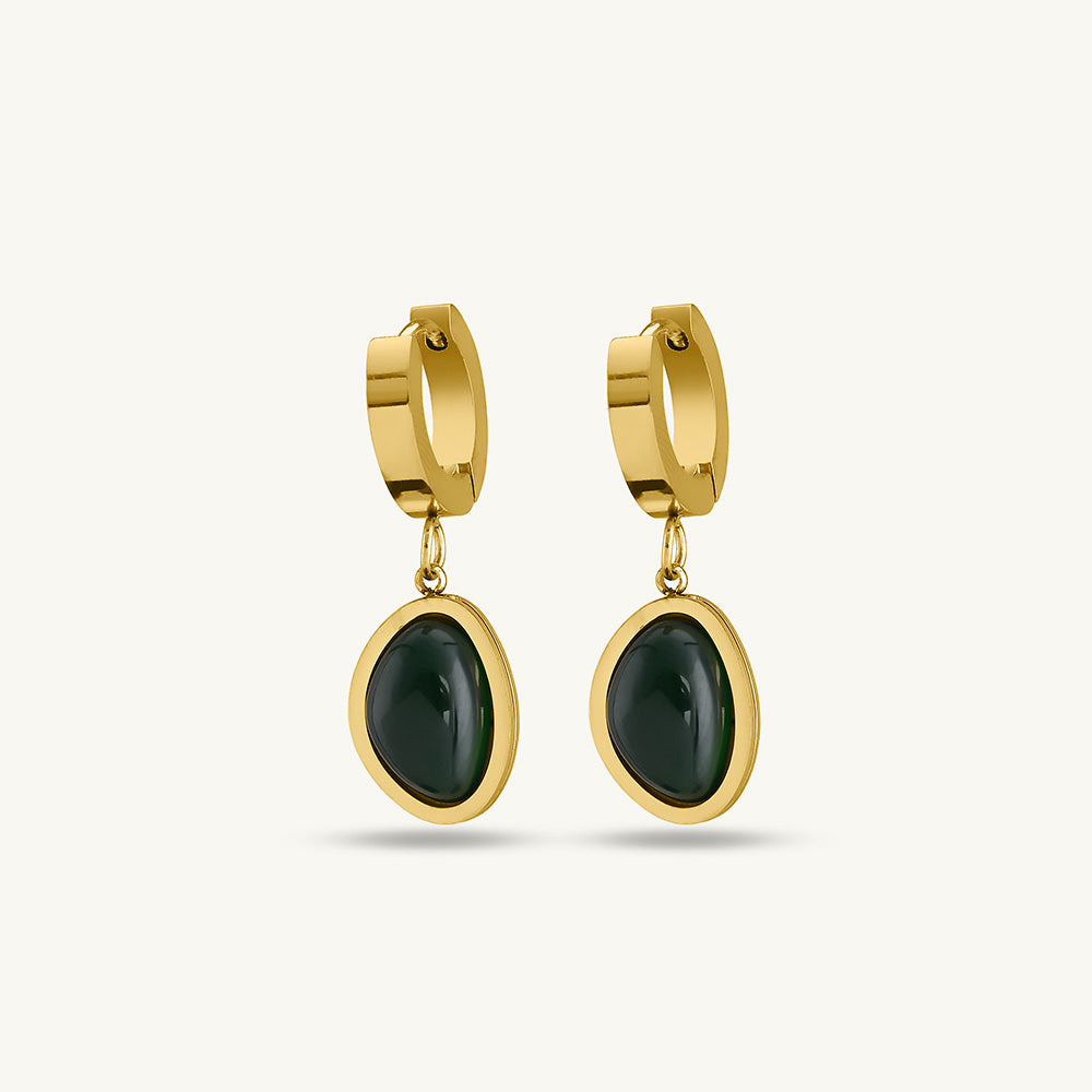 Nature's Charm Green Drop Hoop Earrings
