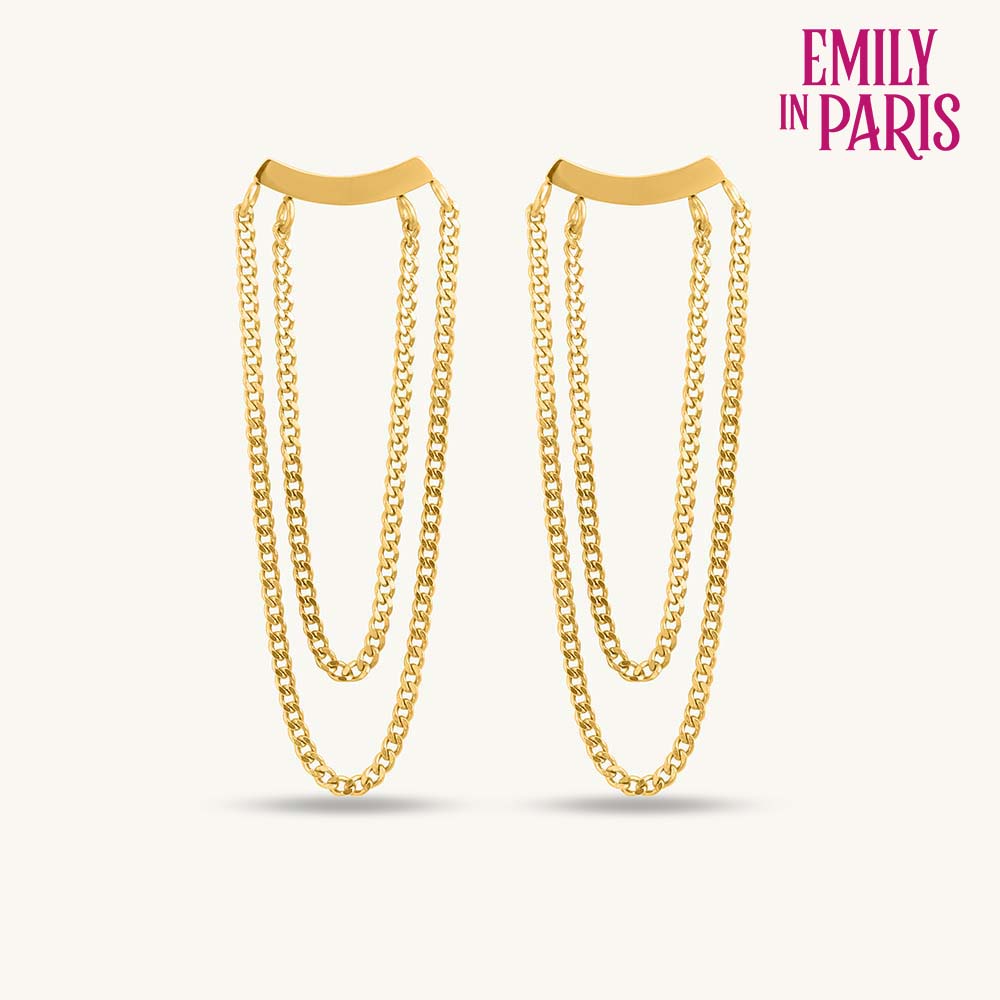 Gold Layered Chain Drop Earrings