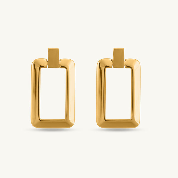 Gold Square Stud Earrings