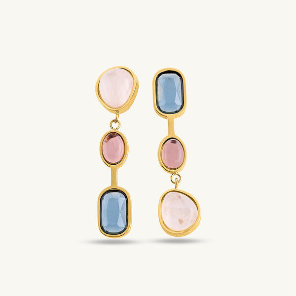 Multi Gemstone Drop Earrings