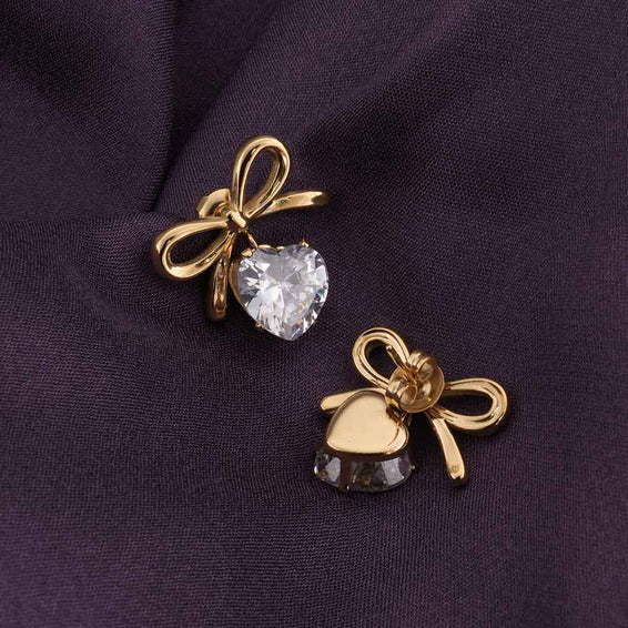 Zircon & Bow Stud Earrings