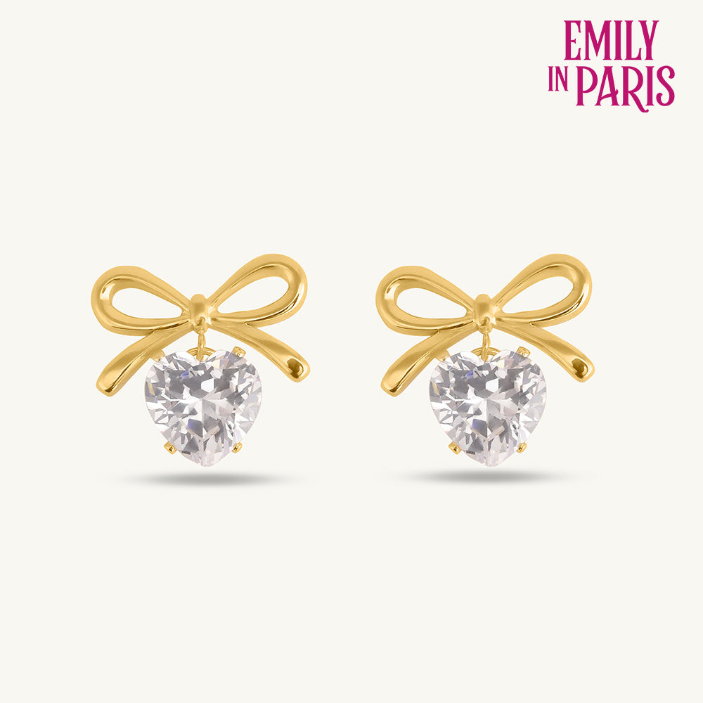 Zircon & Bow Stud Earrings