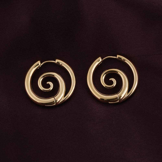 Spiral Serenity Gold Hoops Earrings