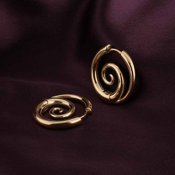 Spiral Serenity Gold Hoops Earrings