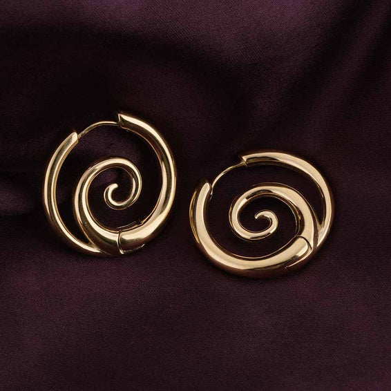 Spiral Serenity Gold Hoops Earrings