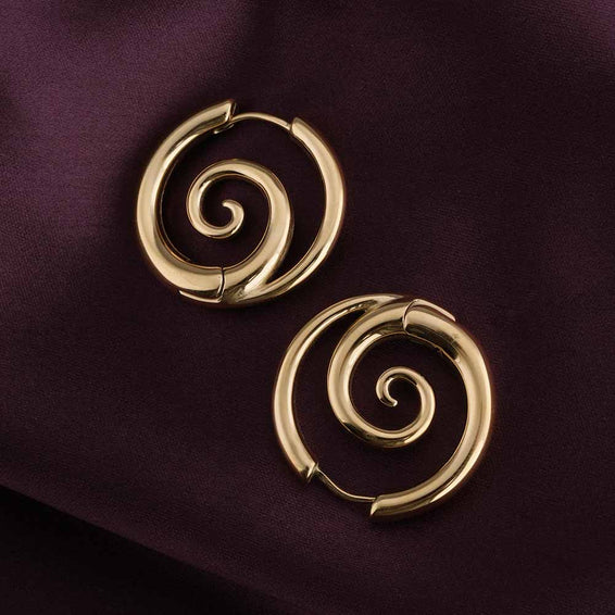 Spiral Serenity Gold Hoops Earrings