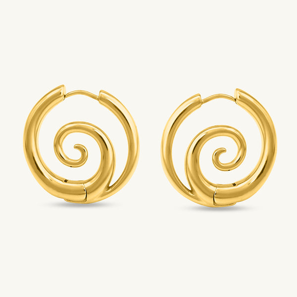 Spiral Serenity Gold Hoops Earrings