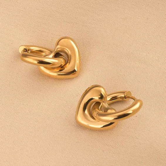 Gold Heart Hoop Earrings