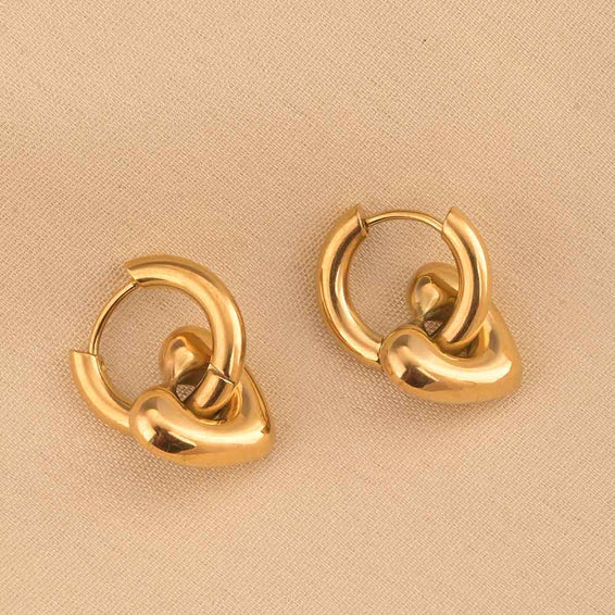 Gold Heart Hoop Earrings