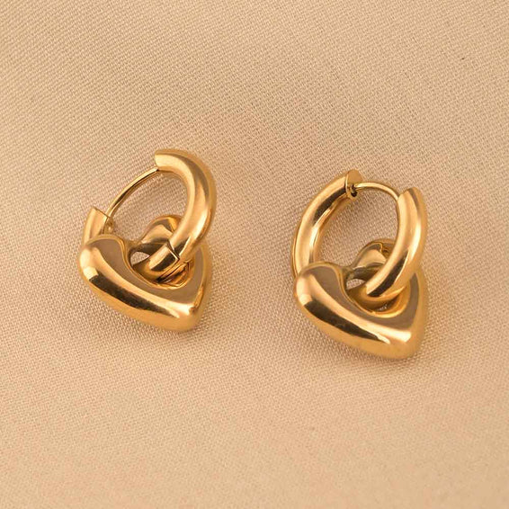 Gold Heart Hoop Earrings