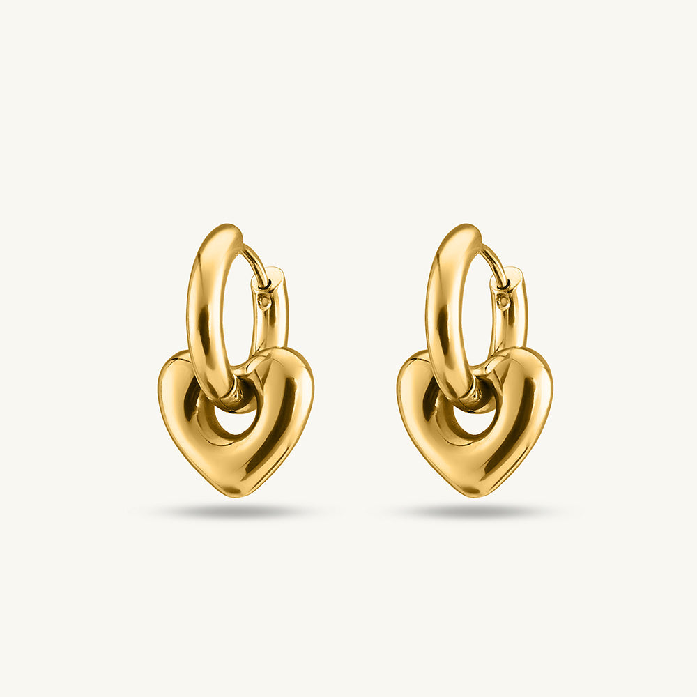 Gold Heart Hoop Earrings