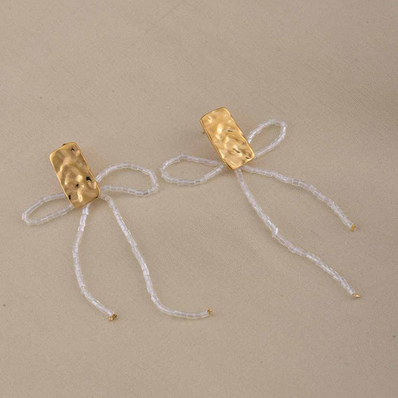 Gold Beaded Charms Drop Earrings