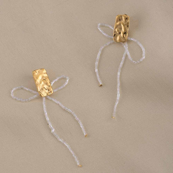 Gold Beaded Charms Drop Earrings