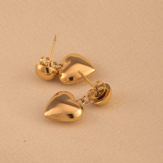 Statement Golden Heart Drop Earrings