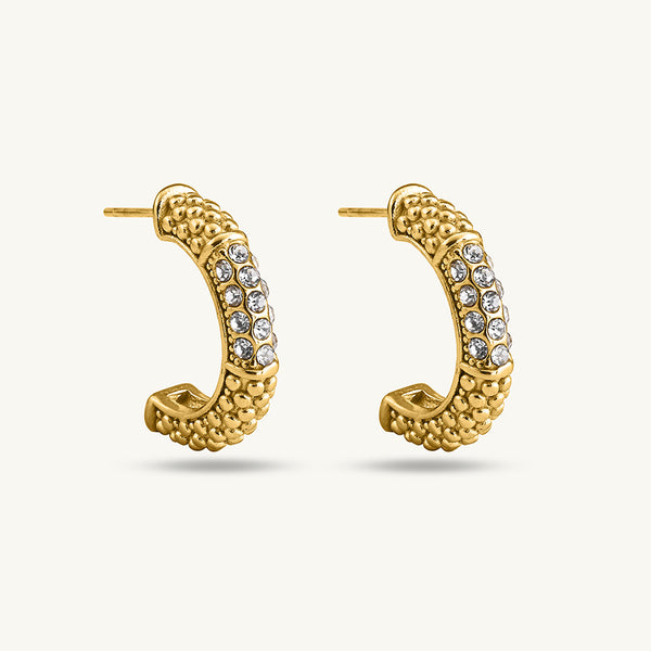 Zircon Encrusted Hoop Earrings